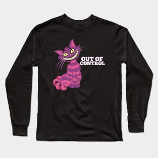 Out Of Control Crazy Cat Purple Cat Long Sleeve T-Shirt